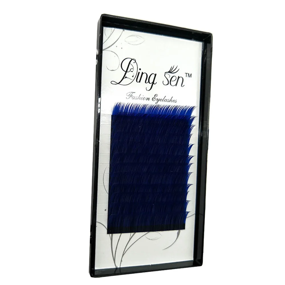 

New 1 Box Charming 12 Rows/Tray of Individual Blue Natural Long False Eyelashes Extension C/D Curl Makeup Tools