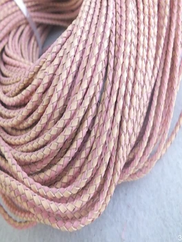 

Z-5622 HotSale Light Pink Braided Leather Cord For Jewelry Making 3mm Jewelty Cord Findings