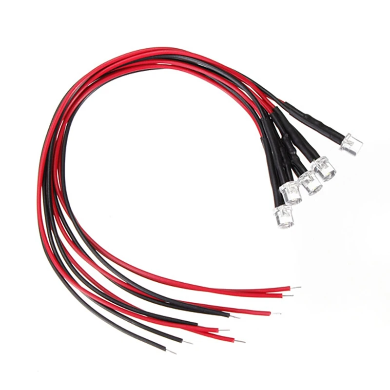 

Jiguoor 5pcs DC 12V LED Diodes 20cm Pre Wired 5mm LED Light Lamp Bulb Prewired Emitting Diodes For DIY Home Decoration