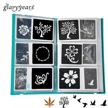 Glaryyears 120 шт 1 Набор трафарет для тату альбом PP120 карта бит книга для аэрографа Тело Макияж Рисование пастой блеск хна шаблон