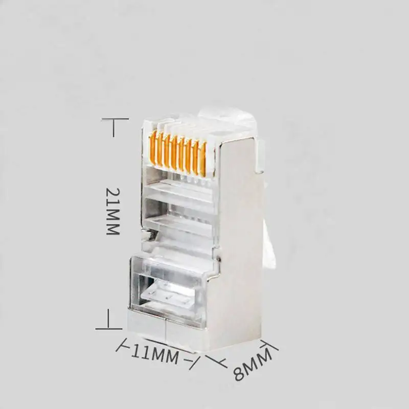 100 шт. Модульная кабельная головка RJ45 CAT6 разъем Ethernet позолоченный сетевой для