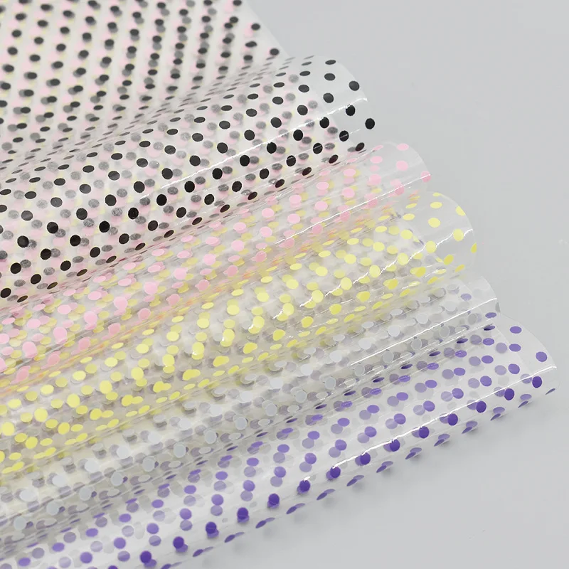 

21x29cm A4 Size PVC Leather Fabric Sheets Round Dots Printed Fabric For DIY Decorative Handmade Sewing Materials