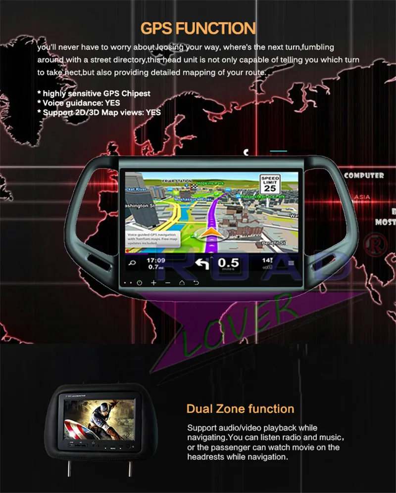 Flash Deal Roadlover Android 8.1 Car Multimedia Radio Player For Jeep Compass 2016 Stereo GPS Navigation Automagnitol Double Din MP3 NO DVD 15