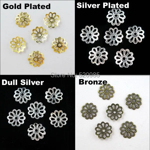 Flower End Bead Caps Charms 7mm,9mm,15mm Gold,Silver,Bronze,Copper,Dull Silver 1