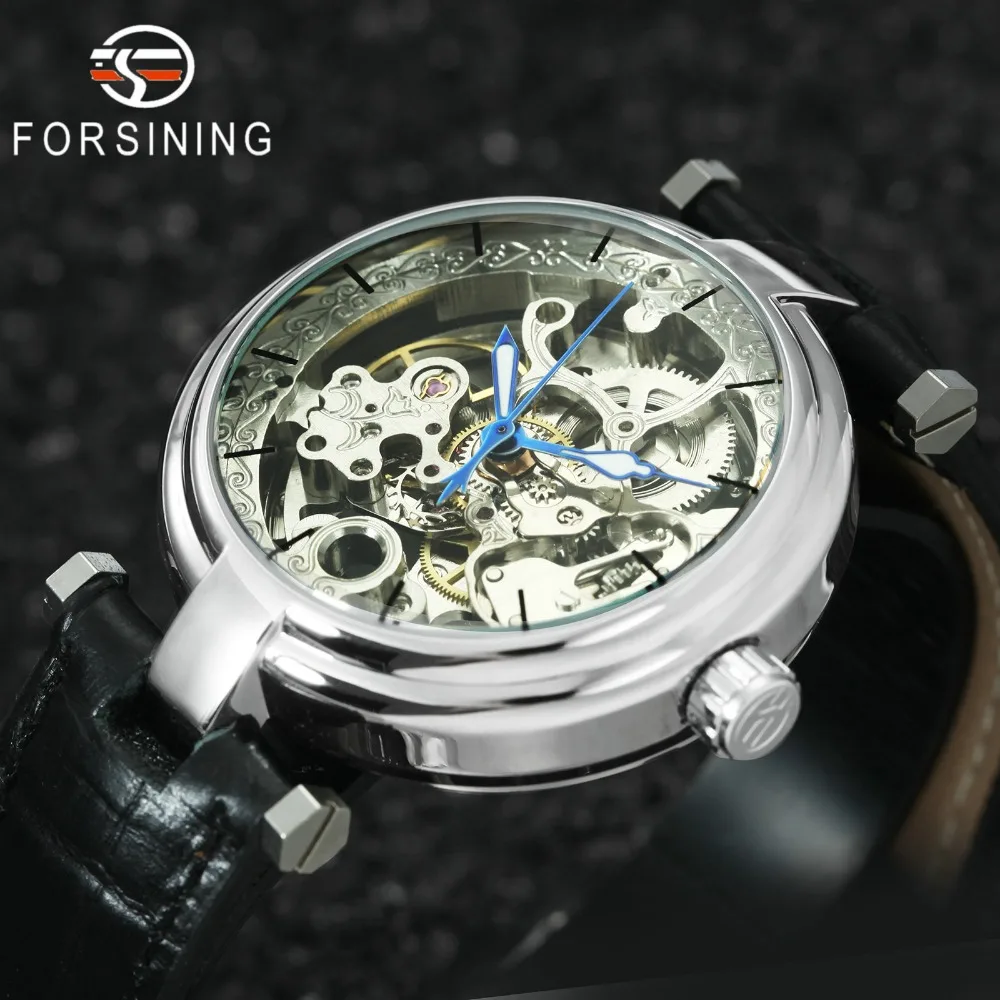 

FORSINING 2019 Chic Automatic Mechanical Women Watches Skeleton Dial Leather Strap Fashion INS Ladies Watch Top Brand Luxury