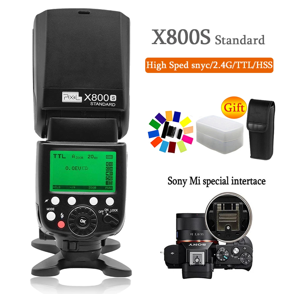 

Pixel X800S 2.4G Wireless Flash Speedlite with TTL HSS 1/8000s Flash for Sony A7 A7S A7SII A7R A7RII A7II A6000 A6300 Vs Yongnuo