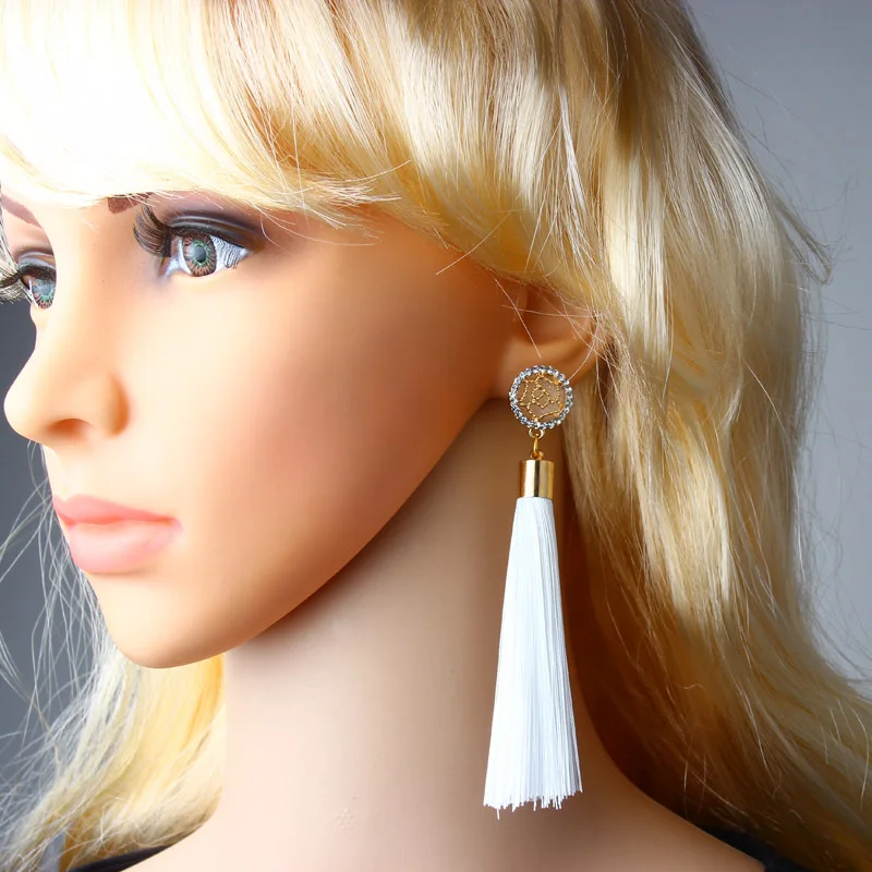Rhinestone Long Tassel Earrings Jewelry in Earrings