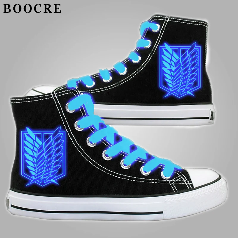 

BOOCRE Coshome Attack On Titan Cosplay Shoes High Platform Canvas Shoes Shingeki No Kyojin Shoes Board Luminous Shoes