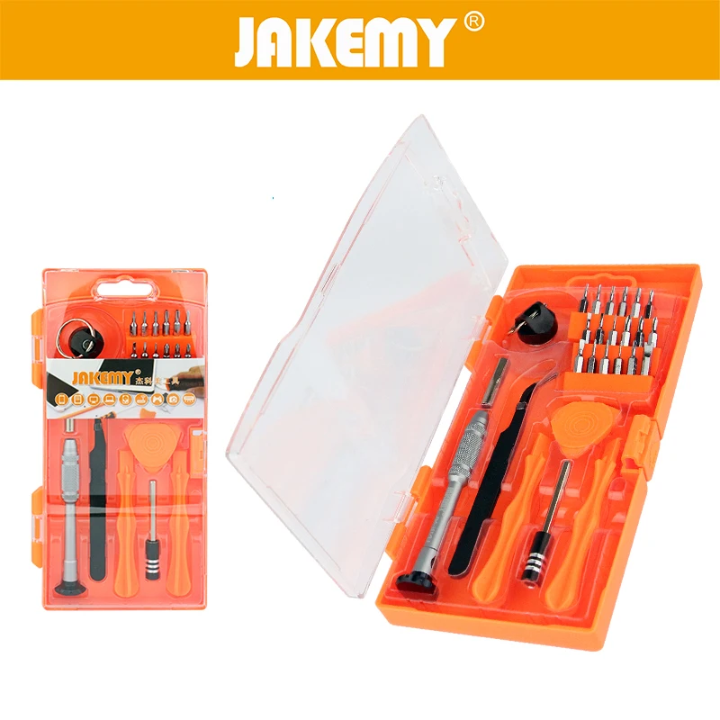 JAKEMY 26 in 1 Mobile Phone Repair Tools Kit Spudger Prying Screen Opening Tool Screwdriver Tweezers Set for iPad iPhone