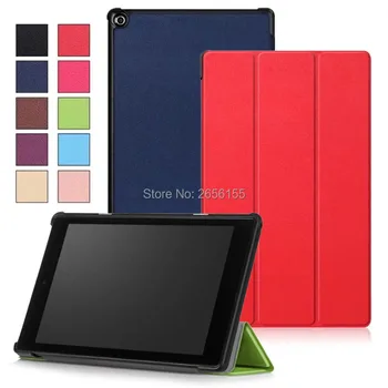 

Ultra Slim Folio Tri-Fold Stand Leather Case Skin Shell Cover For Amazon Fire HD10 With Alexa 2017 ,SL056ZE 7th Gen 10.1" Tablet