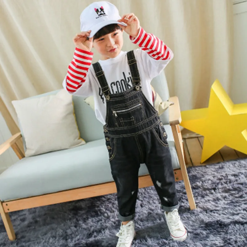 Baby Boys and childrens overalls jeans Pants clothes In the spring and autumn Stylish and simple Ripped jeans Pure color kids jeans Clothing (9)