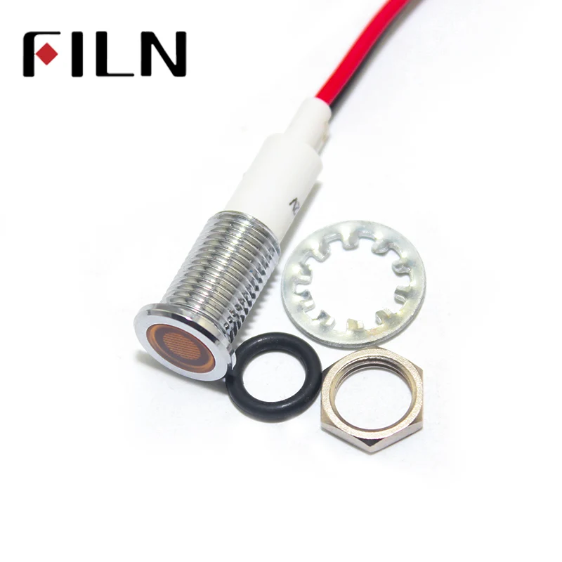 Pre-wires 20cm wire Metal Indicator light 10mm waterproof Signal lamp with wire 6V 12V 24V 110V 220v red yellow blue green white (6)