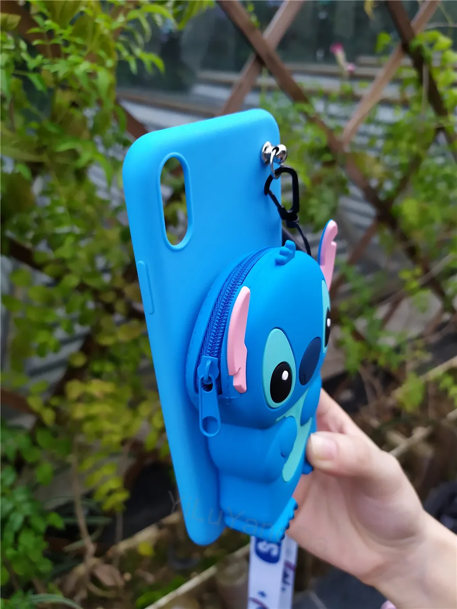 Cartoon Stitch Minnie Zipper Wallet Phone Case for Huawei Y5 Lite Y6 Y7 Pro Y9 Prime 2019 2018 Soft Silicone Cover Bag Cover