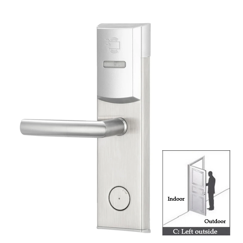 Высокая безопасность электронный RFID keyless дверной замок отель замок для квартиры офиса - Цвет: Sliver left outside