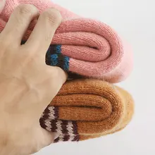 Утепленные носки; зимние дышащие теплые носки в полоску; женские домашние тапочки в Корейском стиле; Skarpetki Damskie