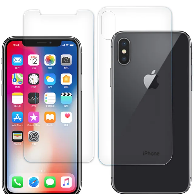 Переднее + заднее закаленное стекло для iPhone 11 Pro X XS Max XR 8 7 Plus Защитная пленка