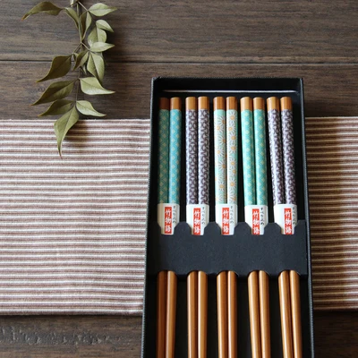 5 пар в японском стиле бамбуковые палочки для еды суши-еда палочки для еды Подарочная коробка Свадебная посуда - Цвет: 2