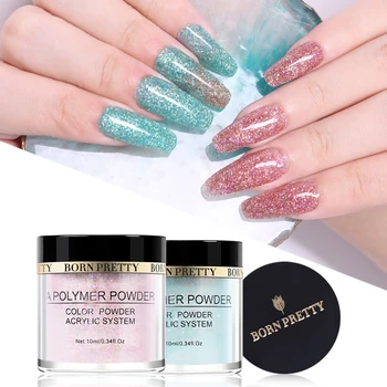 

BORN PRETTY Glitter Polymer Powder Pink Acrylic Powder Sequins Tip Extension Nail Art 12 Colors