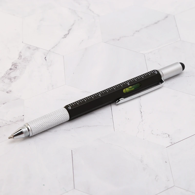 6 in 1 metal pen Multifunction Tool Ballpoint Pen Screwdriver Ruler Spirit Level