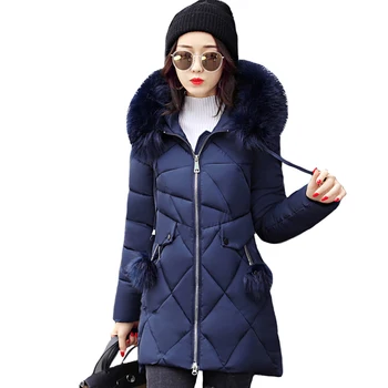

Thicker Big Fur collar winter jacket women 2018 High Qualit Plus size womens jackets Hooded Long Coat Female Parkas