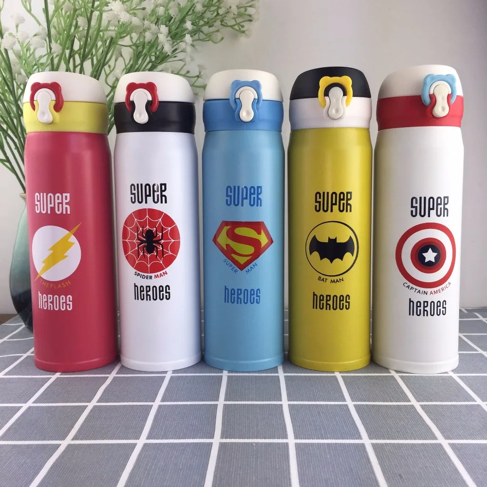

1PC game super hero printing Insulated vacuum cup,5 designs thermos flasks my league tea cup water bottle pop-up lid NY 001