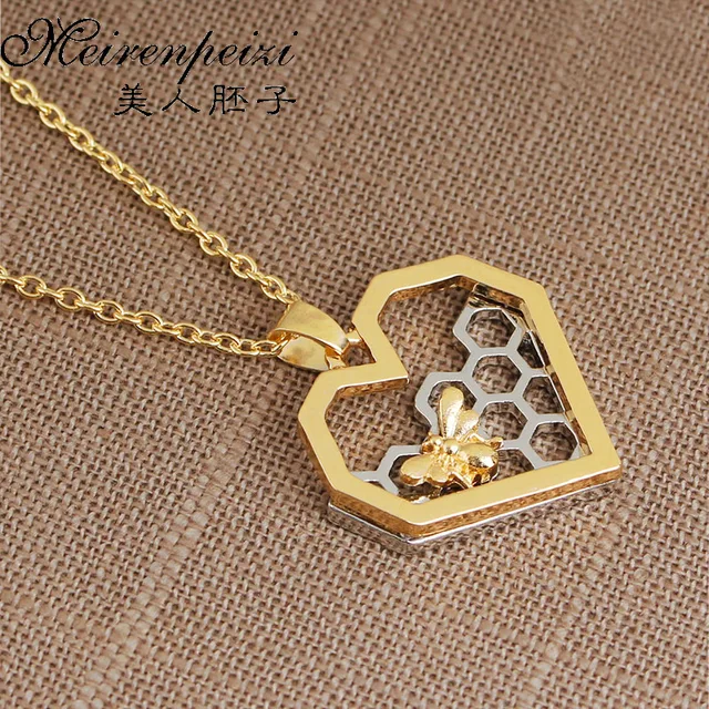 Honeycomb Necklace Beekeeper Jewelry Beehive Busy Bee Queen Honeycomb Necklace Beekeeper Jewelry Beehive Busy Bee Queen Pendant Gift For Her Geometric Free