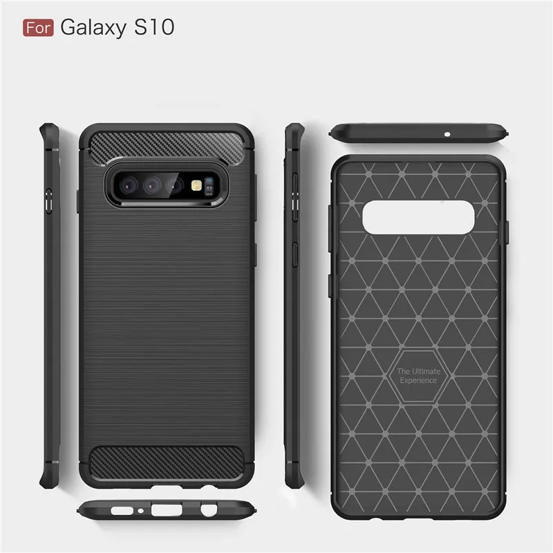 Силиконовый чехол из углеродного волокна для Samsung Galaxy S10 Plus S10e J3 J4 J6 J8 A6 A9 A7 2018 J2 Core