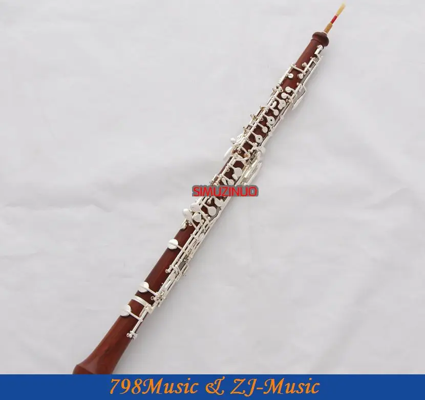 Professional Rose Wooden Body Oboe Silver Plated C Key With Case-Semi-Automatic