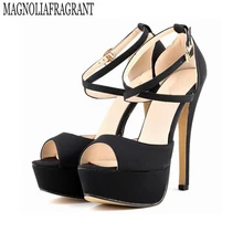 Г., модные женские блестящие кожаные босоножки на высоком каблуке с ремешками пикантная женская летняя танцевальная обувь для свадебной вечеринки, большие размеры 35-42, w878