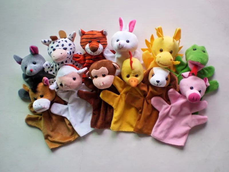 Funny Animals Hand Puppets Plush Toys Chinese Zodiac Style Cartoon Hand Puppets Baby Kids Educational Toys Large Size 12pcslot (4)