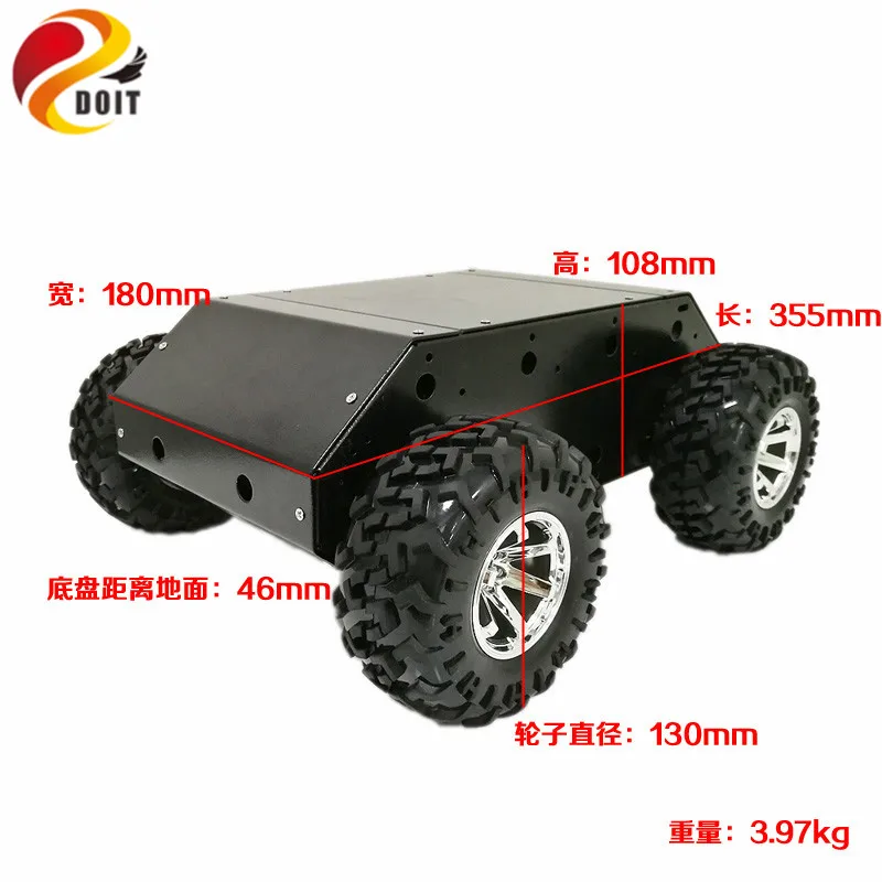 Стиль VC-200 4wd шасси автомобиля с рамой из нержавеющей стали, 130 мм резиновые колеса, 12 В высокой мощности двигателя для Arduino DIY RC игрушки