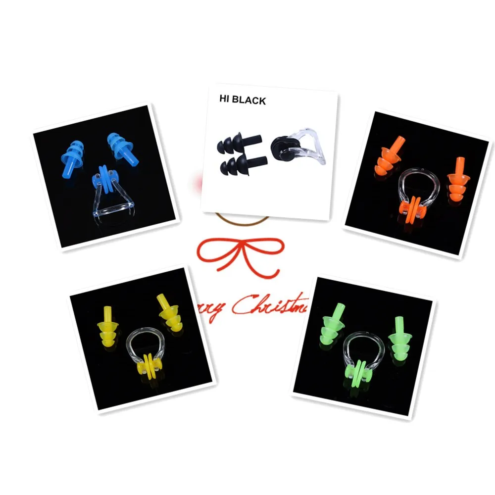 

Soft Silicone Swimming Nose Clips + Ear Plugs Earplugs Gear with a case box Set Pool Accessories Water Sports