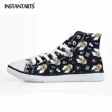 INSTANTARTS/Новинка; Мужская Вулканизированная обувь; парусиновая обувь с высоким берцем и рисунком медведя; Классическая обувь без каблука на шуровке для студентов