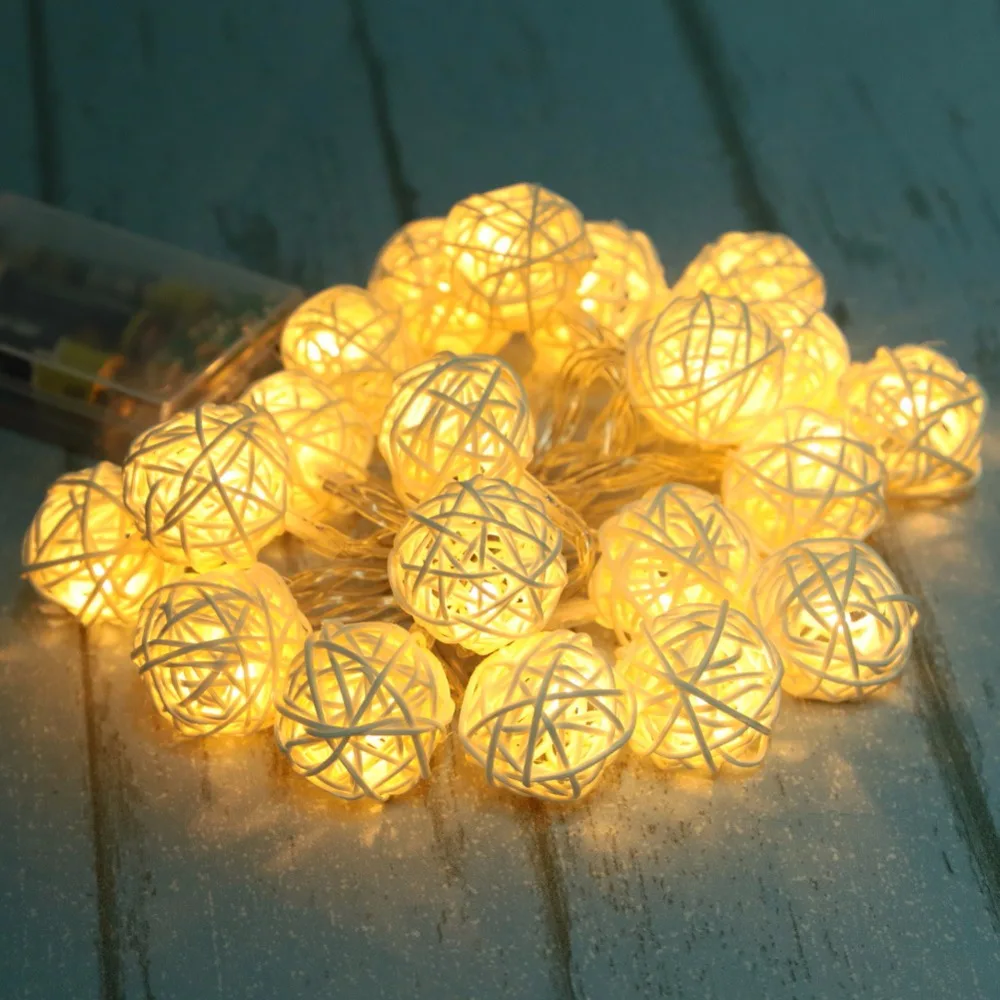 20 светодиодных ротанговых шаров Luminaria сказочные декоративные световые гирлянды