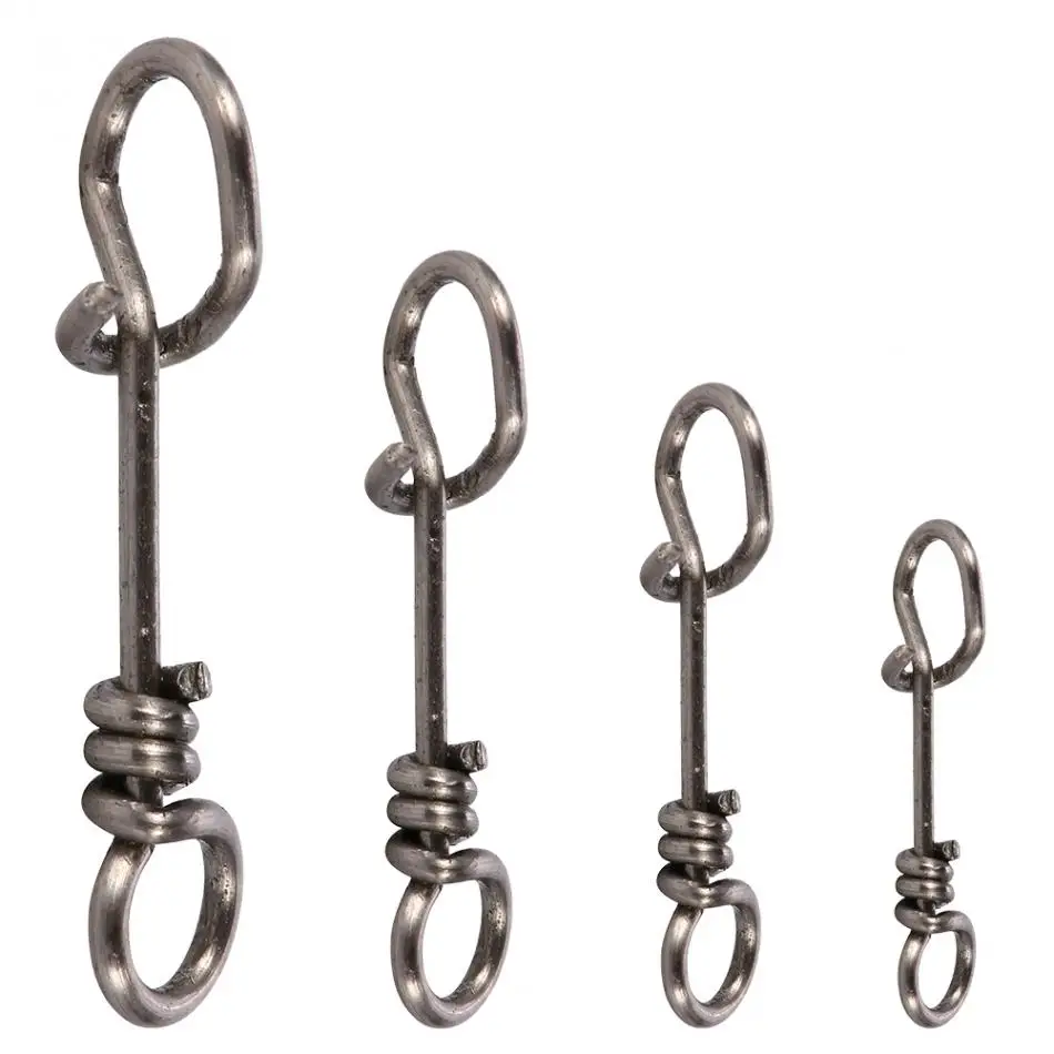

50Pcs Fishing Quick Connection Clip Stainless Steel Swivels Nice Swivel Rolling Snaps