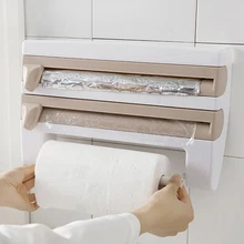 Plastic Fresh Wrap Cutter Storage Rack Holder Kitchen Cooking Gadget Accessories Kitchen Wrap Orgainzer Holder Rack