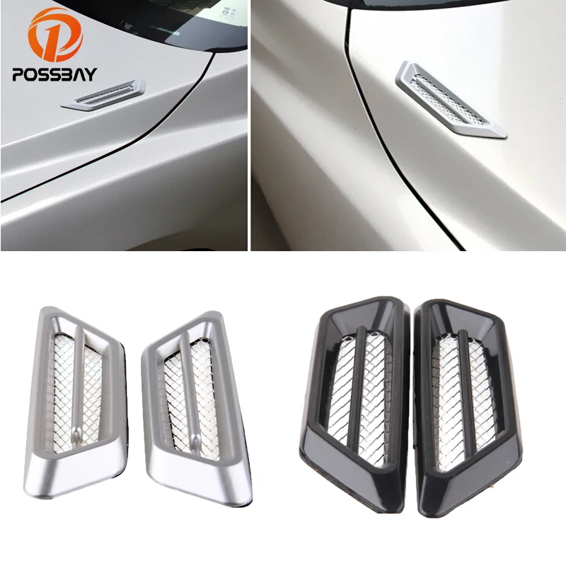 Car Side Air Flow Fender Hook Cover Mesh Duct Scoop Grille Vent Decal Sticker