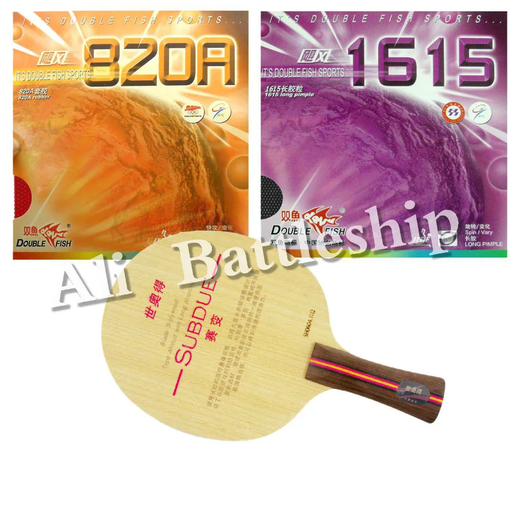 

Original Sword SUBDUE blade + Double Fish 1615 and 820A rubber with sponge for a table tennis racket Long Shakehand FL