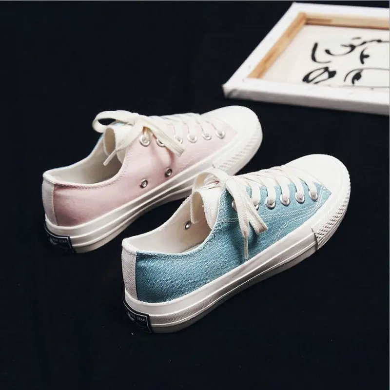

2019 New Hot Sale Summer Hot Woman Canvas Shoes Women Fashion Vulcanize Shoes Casual Flats Patchwork low Lace-up Sneakers BA-99