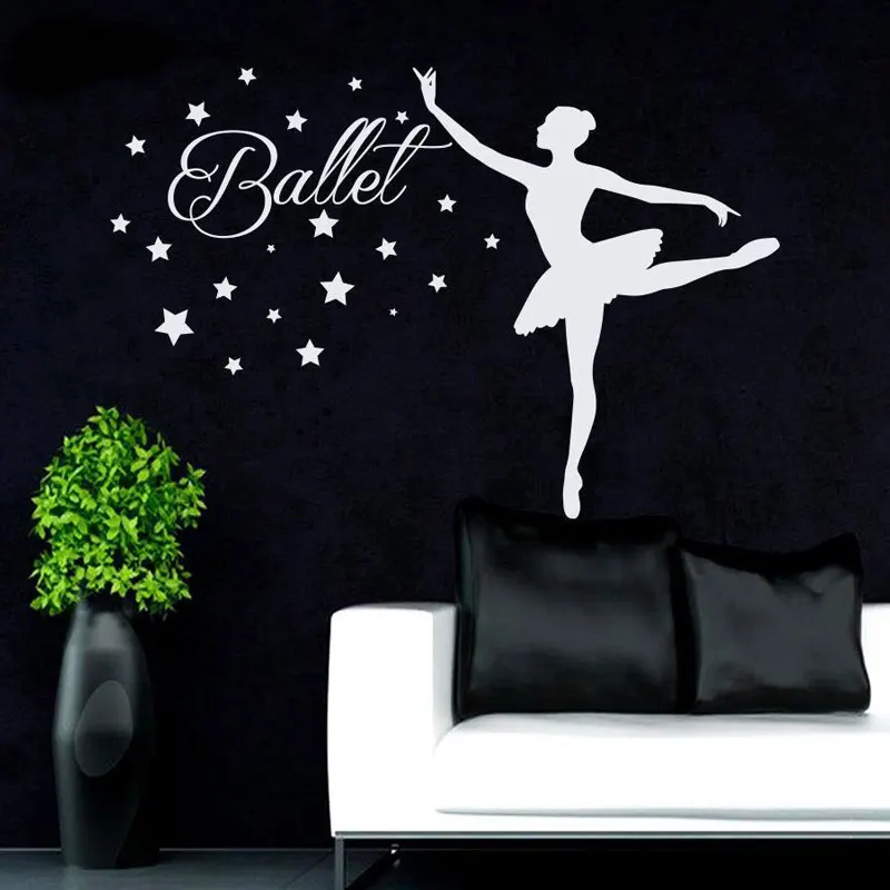 

Customizable name Ballerina Vinyl Wall Decal Girl Dancer Artist Room Home Decor Wallpaper Art Mural DZ18