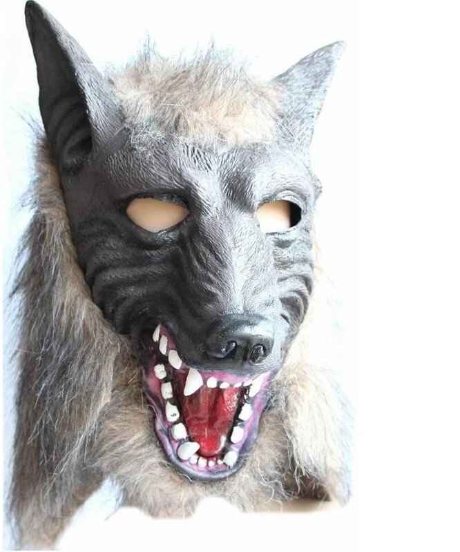 Halloween Creepy Animal Head Grey Werewolf Wolf Mask Fur Masquerade Masks props Cosplay Costume Toys carnaval mask horror latex | Дом и сад