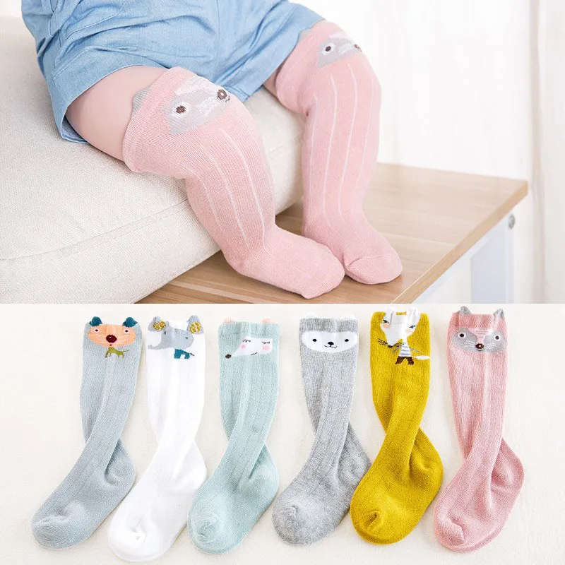 

Cartoon Newborn Baby Socks Animal Print Baby Girl Boy Knee Socks Cotton Toddler Infant Girls Knee High Socks Sokken 0-12M