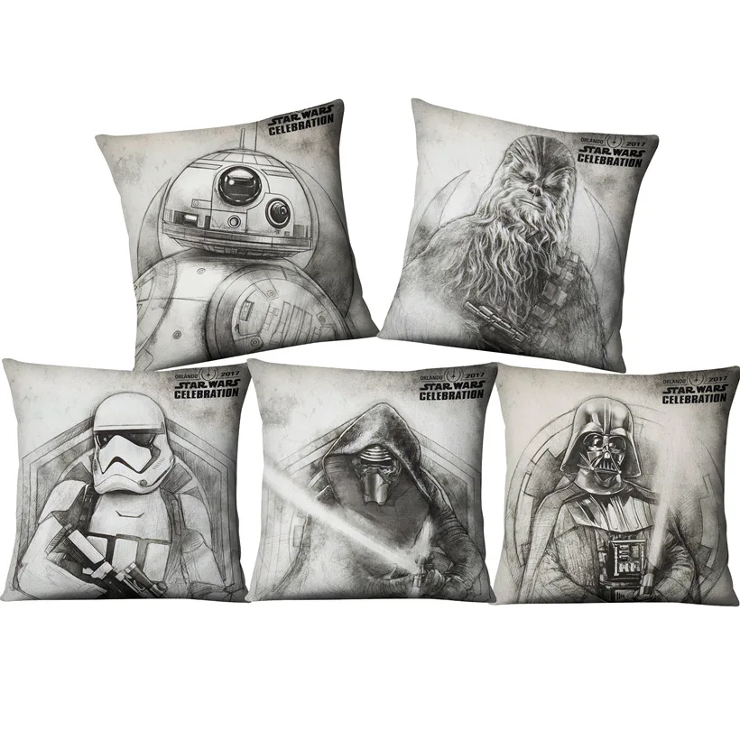 

Hand Paintings Star Wars Yoda Darth Vader Cushion Cover Home Decor Sofa Chair Seat Decorative Throw Pillowcase Almofada Cojines