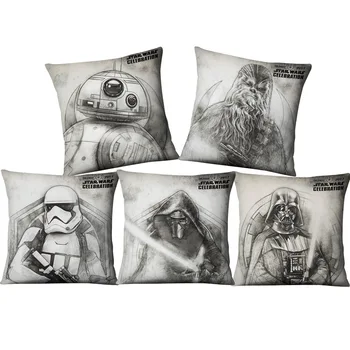 

Hand Paintings Star Wars Yoda Darth Vader Cushion Cover Home Decor Sofa Chair Seat Decorative Throw Pillowcase Almofada Cojines