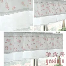 Хлопок Кружева розовый цветочный деревенский полутени занавески для кухни кофейный занавес 150*40 см Индивидуальные
