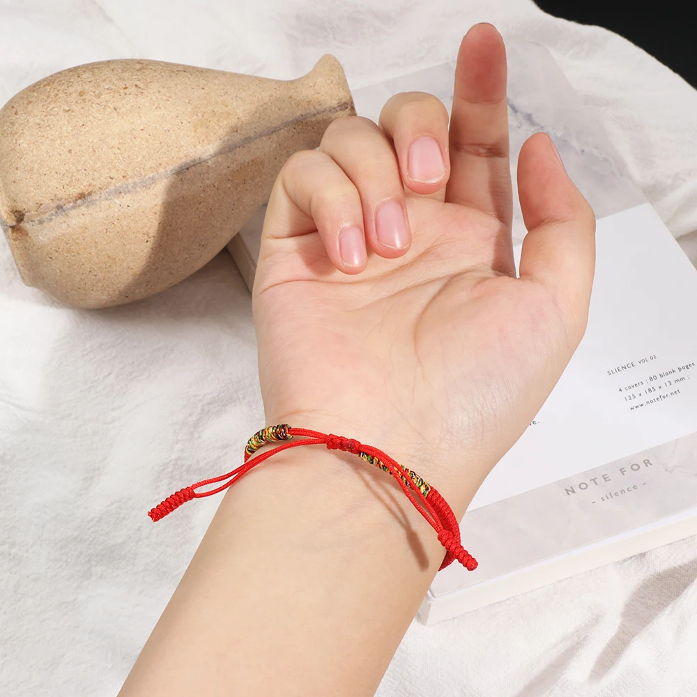 Горячая ручной вязки Шелковый тканый ручной работы тибетский буддийский Узелок счастливая Веревка Браслет буддизм Регулируемый подарок дружбы