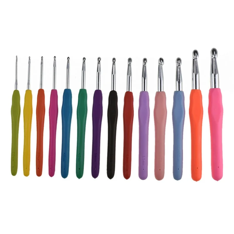 

14pcs Knitting Needles 2.0-10mm Soft Grip With Ergonomic Handle Crochet Hook Yarn Weave Crochet Needles DIY Craft Tools