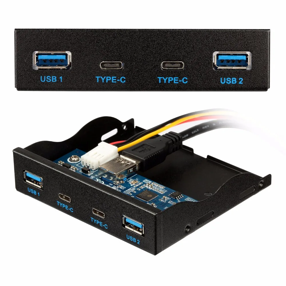 3.5" Internal Floppy Bay Front Panel Bracket Cable 20Pin 4 Port USB 3.0