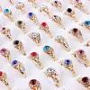 QianBei 50pcs/set Fashion Gold Color Cute Colorful Rhinestone Finger Rings Jewelry For Men Women Gifts Couple 4