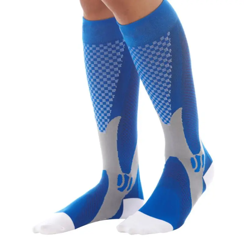 Мягкие Компрессионные носки для мужчин и женщин, тянущиеся Дышащие носки для игры - Цвет: Синий